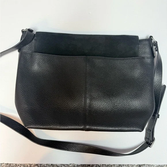 Treasure & Bond black peopled leather with suede flap closure crossbody bag - Picture 12 of 14